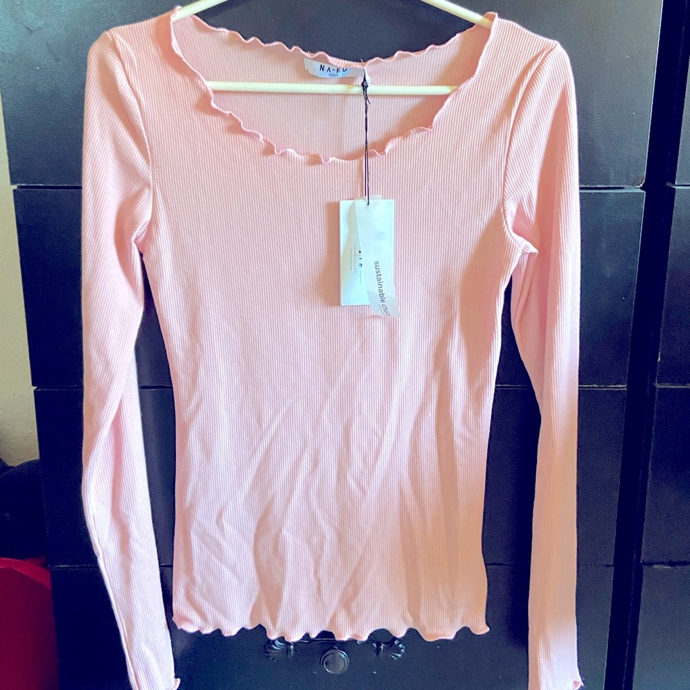 Long sleeve ruffle hem nakd top